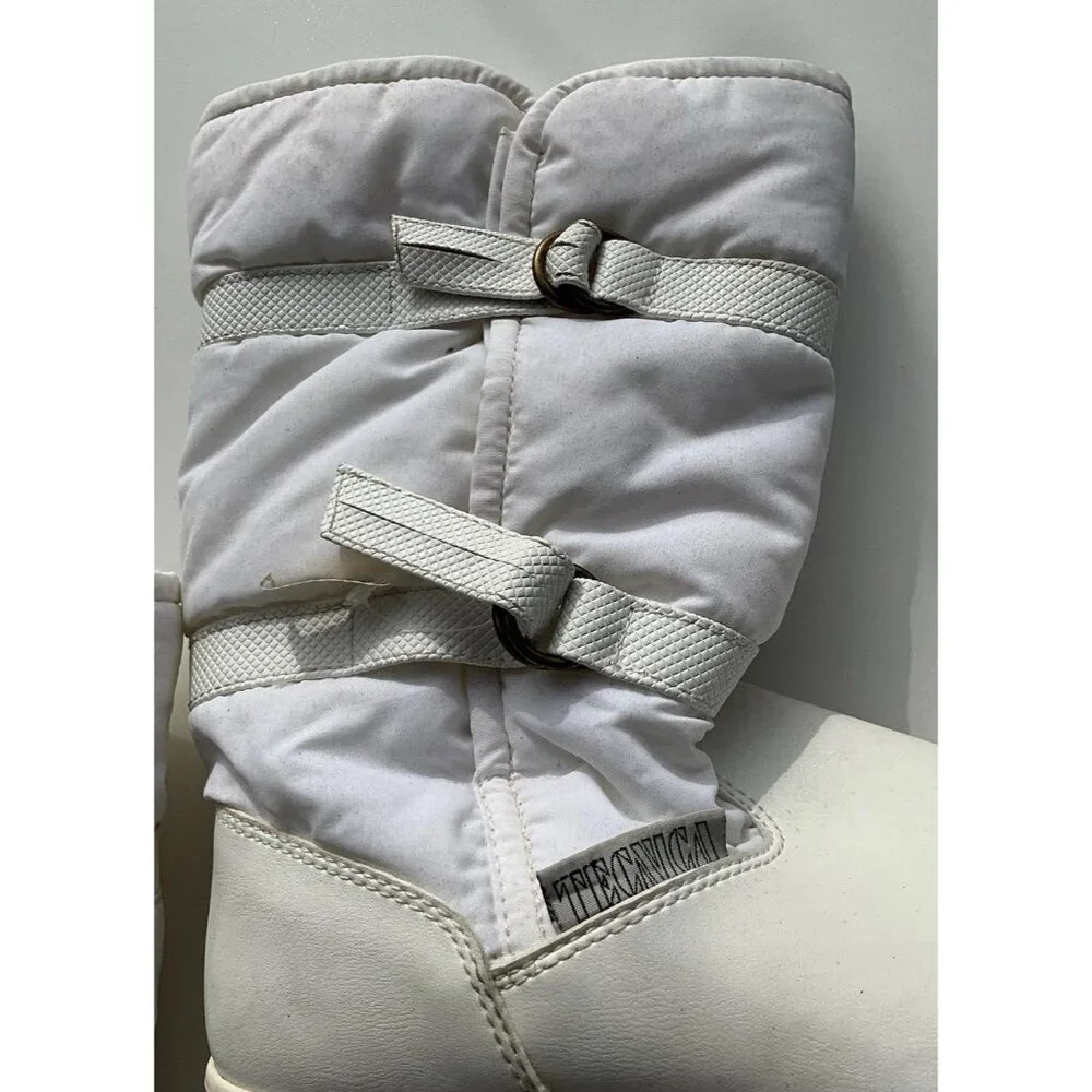 TECNICA Skandia White Fur Ski Boots Made Italy Women’s Size 6.5/ 37 EU